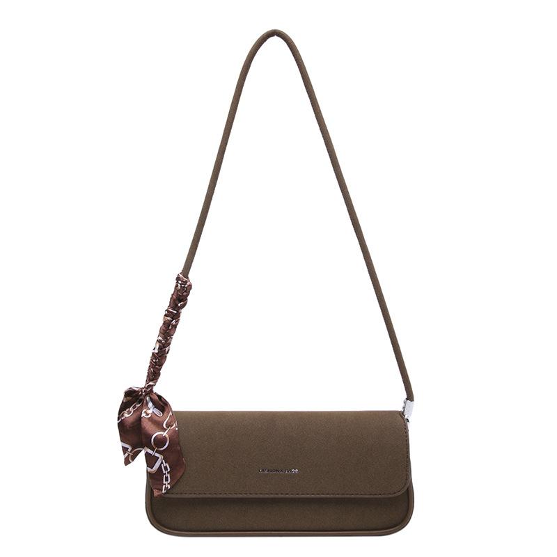 

Popular new products French niche design versatile baguette bag matte texture fashion trend foreign style shoulder women s bag коричневый