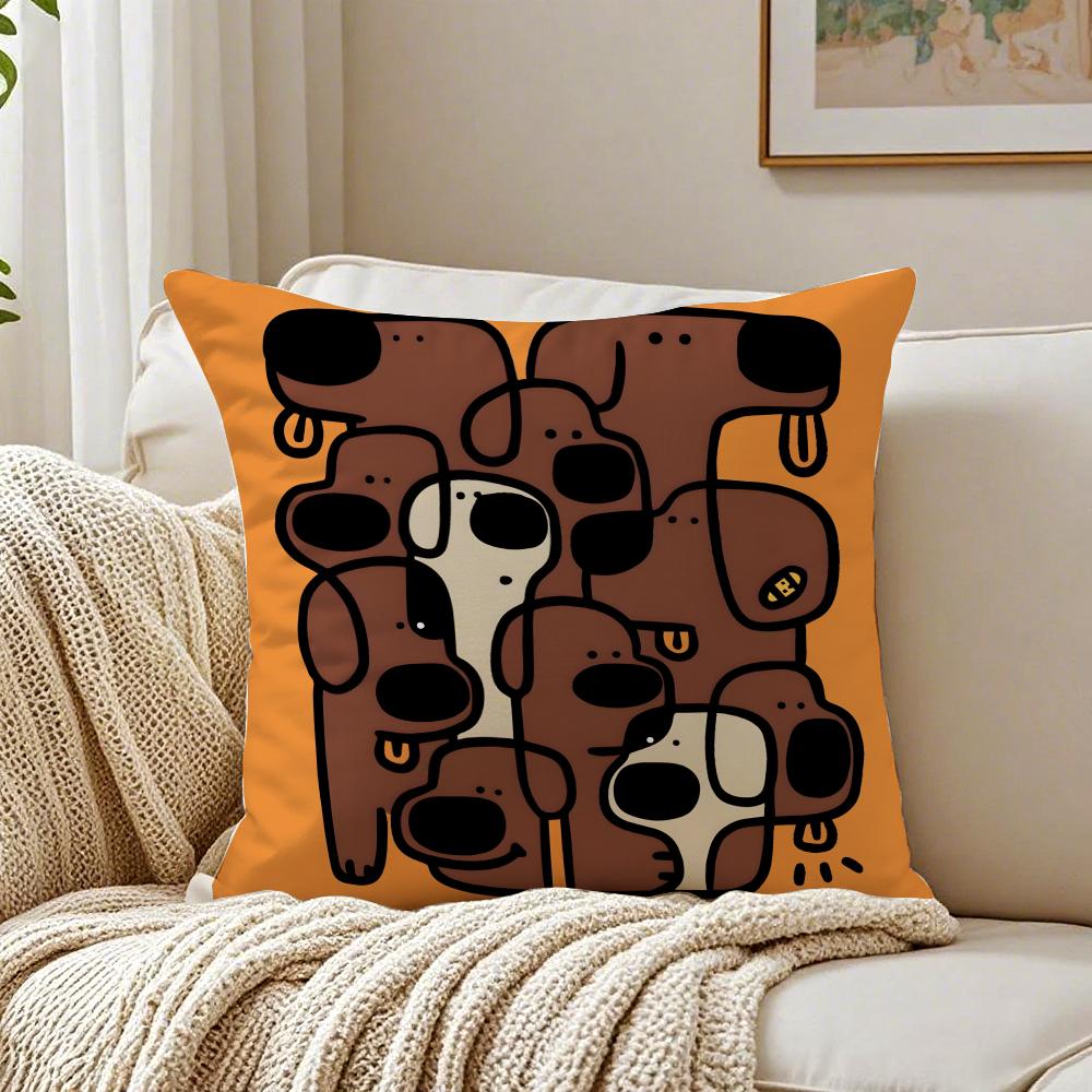 Abstract Funny Creative Dog Cartoon Cushion Cover Pillowcase Antidustmite Living Room Sofa Decor Cushion Room