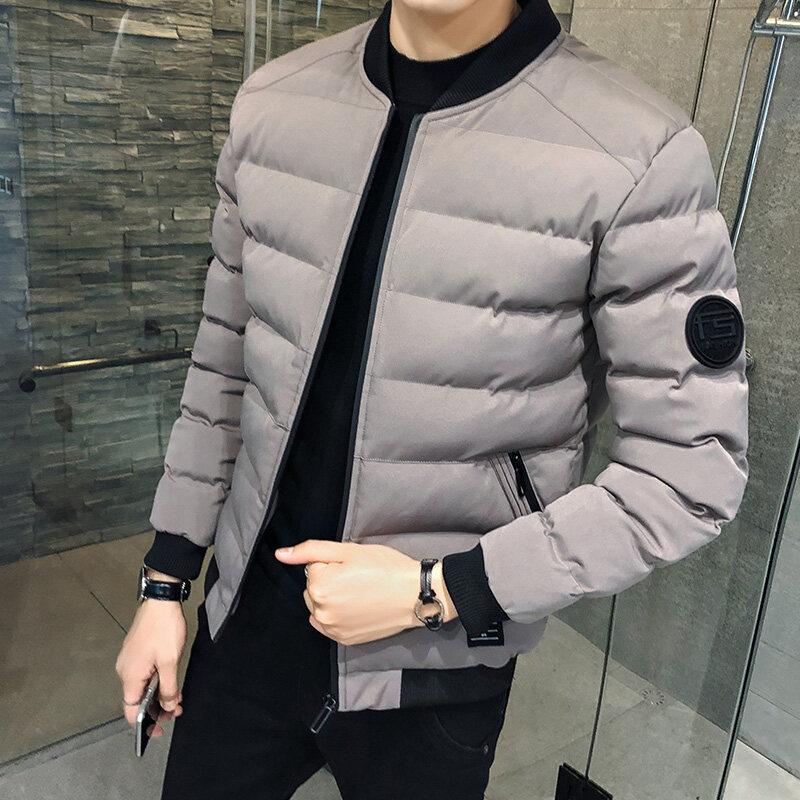 

Men s Outdoor Fashion Trend Windproof Warm Cotton Clothes Comfortable Versatile Breathable Sports Leisure Collar Jacket S серый