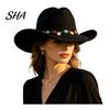 Fashionable Outdoor Felt Hat Wool Fedora, Unisex Western Cowboy Hat, Retro Wide Brim Stylish Winter Accessories Cowgirl Jazz for Women Men Autumn