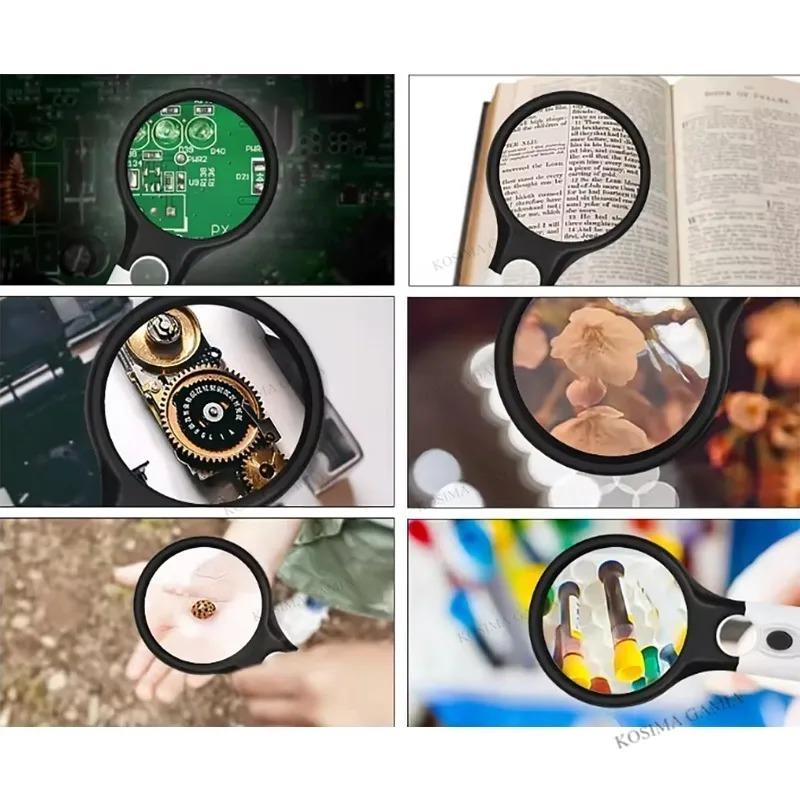 Handheld Magnifying Glasses With Light LED Illuminated Magnifier With 3X/45X High Magnification for Elderly Reading