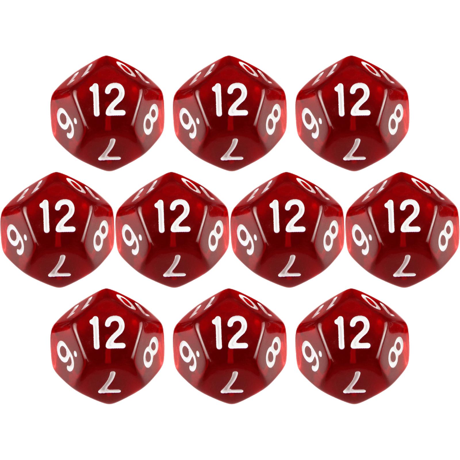 Premium DND Dice Set D12 for Board Games and RPG with Vibrant Colors, 10pcs 12 Sided Entertainment Tabletop Game Dice красный
