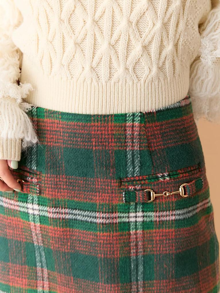 Front bit design mini skirt LWFS255004GRN1