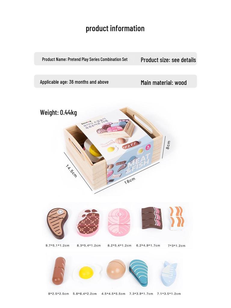 2024 Wooden Fruit & Veggie Cut-Cut Playset - Mini Kitchen Role-Playing Toy