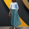 ZANZEA Women Print 3/4 Sleeve Blouse and Wide Leg Pants Casual Two Piece Suit Sets