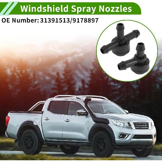 No.31391513/9178897 Windshield Washer Nozzle for Volvo Black Front Windshield Spray Nozzles Wiper Spray Washer Jet Plastic 1Set