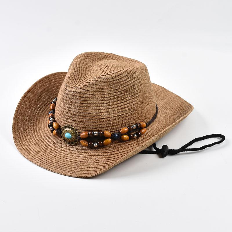 Straw Western Cowboy Hat For Woman Men Foldable Wide Brim Summer Sun Hats Outdoor Vacation Beach Cowgirl Hat