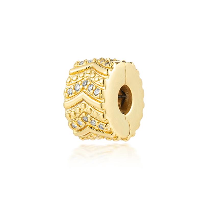 Sparking Gold Fixed Clip Charm Beads Pendant Fit Snakecopper Bracelet Necklace Beads For Diy Jewelry Women Gift