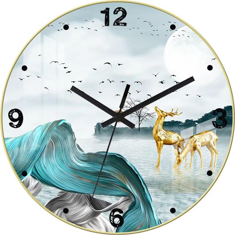 12/14-inch Simple Creative Silent Wall Clock Nordic Fashion Crystal Porcelain Clock Home Living Room Wall-mounted Glass Clock
