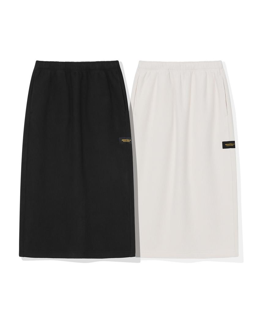 BEENTRILL Corduroy Fleece Long Skirt (Ivory)