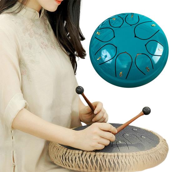 Steel Tongue Drum Rain Chime Hand Drums Sound Healing Instruments Chakra Tank Drum for Musical Education Meditation Yoga Zen
