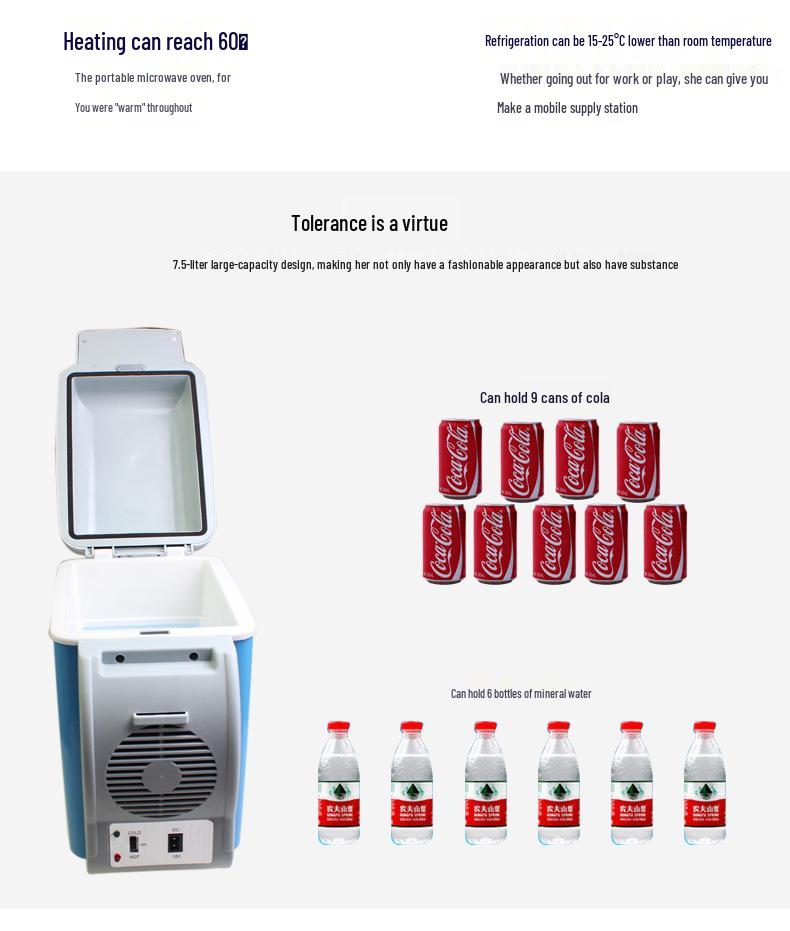 Upgraded Large-Capacity Mini Car Refrigerator for Home and Auto Use, Ideal for Small Cars - Cooling and Refrigeration Only