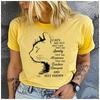 Unisex 100% Polyester Summer Top with Cat Profile Print Loose round Neck Short Sleeve Fashion for Astrology Lovers Black-White Stri