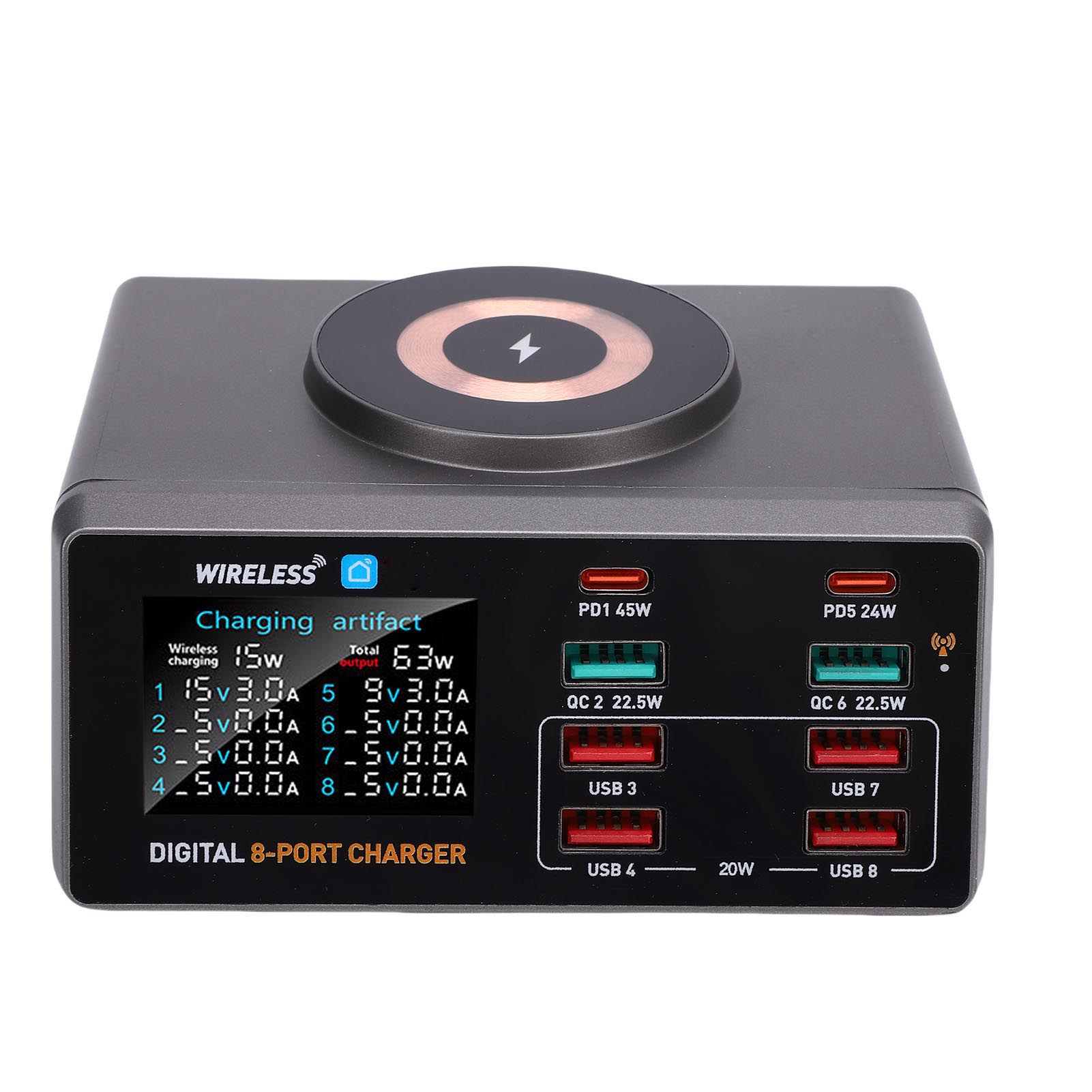 

100 Вт USB C Зарядный хаб GaN Настольная станция быстрой зарядки USB C PD 45 Вт Адаптер для зарядки ноутбука Подходит для приложения Tuya Smart EU Version