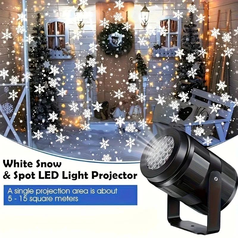 Christmas Snowflake LED Projector USB Powered with Rotating Base Durable Plastic for Indoor/Outdoor Holiday Decor