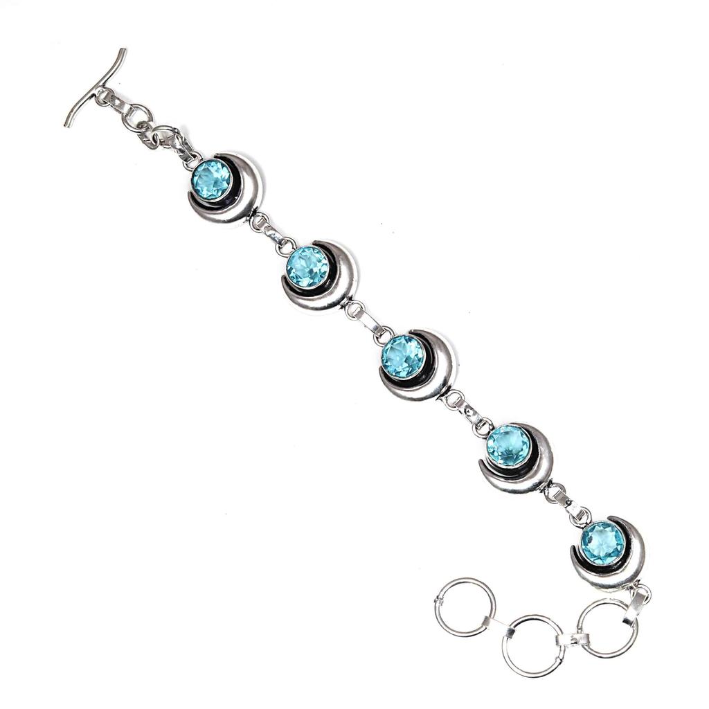 Swiss Blue Quartz Gemstone Women's Unisex Jewelry Necklace Set 18-20''