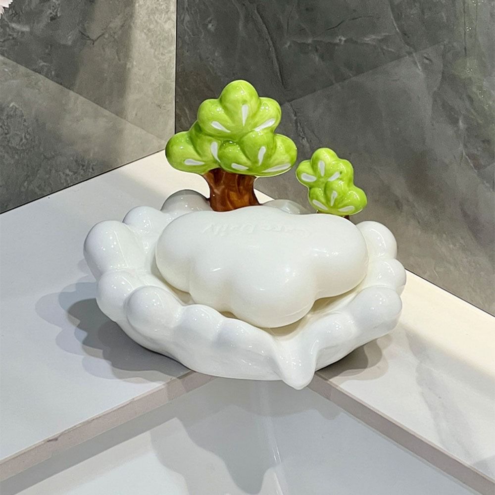 Self Draining Soap Draining Container Portable Soap Dish Tray Ceramic Soap Plate  Household