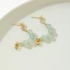 Simple Retro Half-circle Beaded Green Aventurine Beaded Gold Color Hoop Earrings for Women New Chinese Style Aesthetic Jewelry