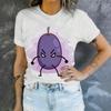 Simple Cartoon Grape Grain Printed Short Sleeved Round Neck T-shirt for Women's Summer Casual Versatile Daily Commuting Top