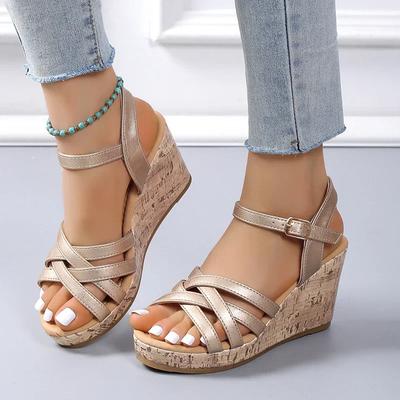 Nouvelles Sandales à Talon Compensé et Bride de Cheville pour Femmes 2025 à Brides Plateforme Épaisse Sandalias Femme Été Boucle Chaussures Gladiateur Dames