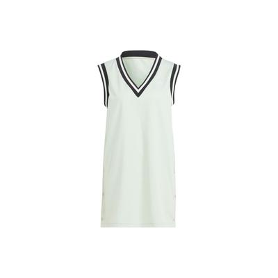 Originals Neutral Court Adibreak Dress Striped Color Block Sport V-Neck Sleeveless Dress Women Dresses Linen-Green IS5263