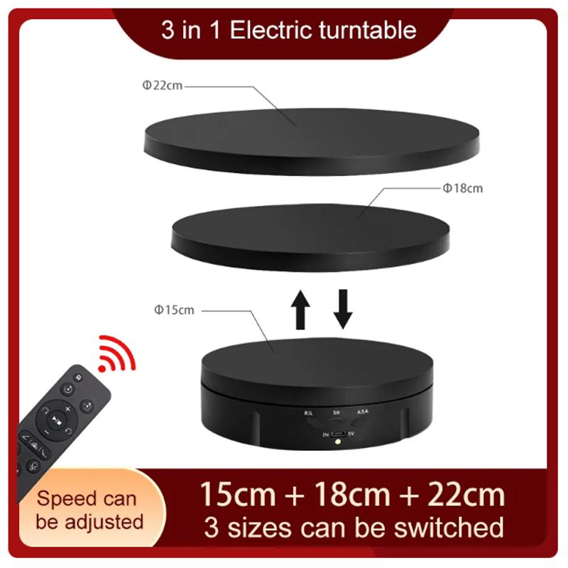 Vânzare fierbinte 3 viteze Vizualizator electric rotativ 360° Reglarea plăcii rotative Suport de afișare cu încărcare USB pentru accesoriu de filmare video