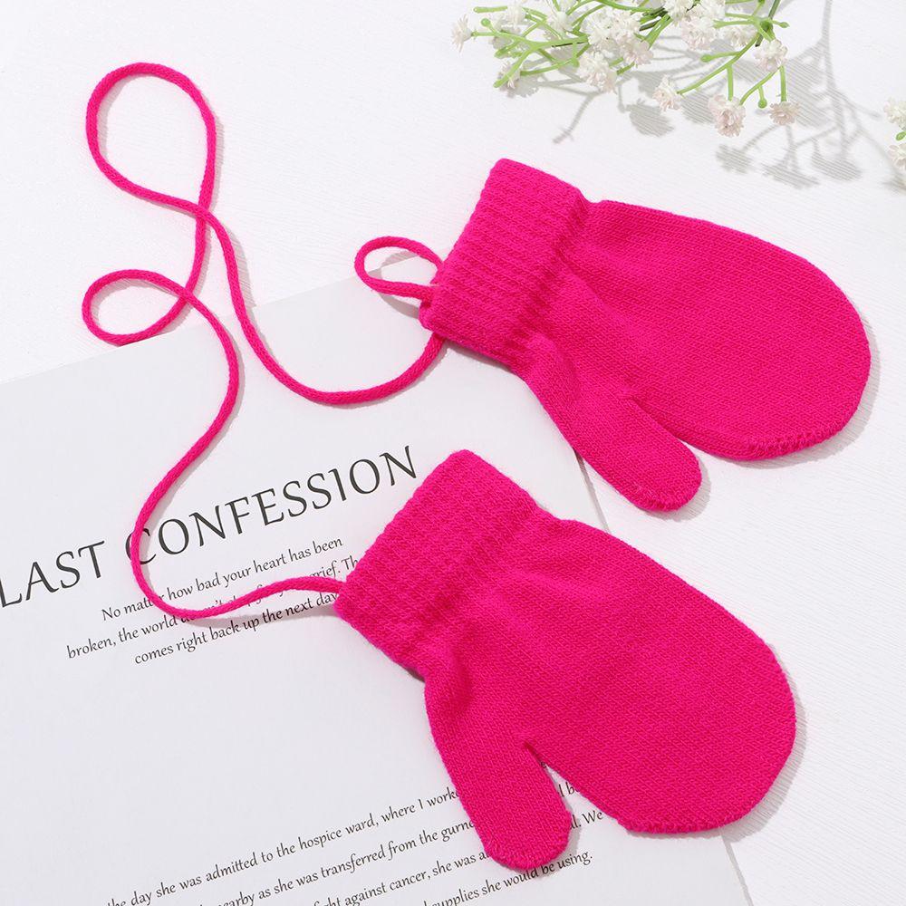 Fashion Cute Anti-lost Kids Gloves Knitted Mittens Sports Gloves Thick Warm