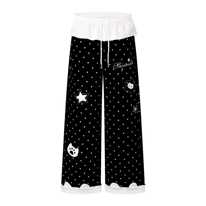 Kawaii Women Casual Pants Harajuku Cartoon Print Y2K Subculture Chic Loose Trousers Street Bottoms for Hot Girls Daily Outfit