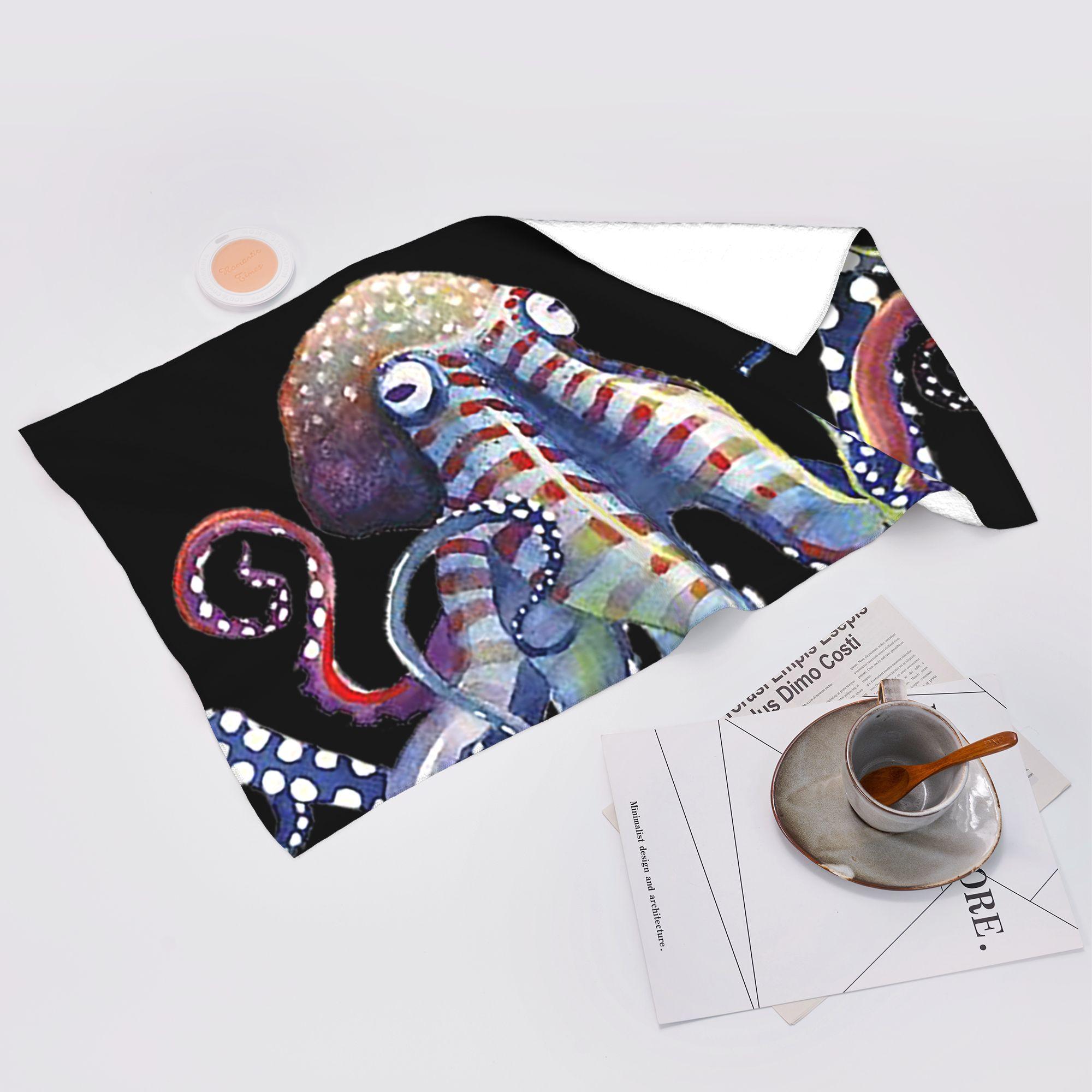 Lang Pattong White Octopus Soft Face Towel Quick Dry Pool Bath Cotton Towels Breathable