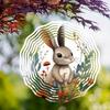 10 Zoll Metall Windspiel mit Kaninchen-Blumen-Design 360 Grad Drehbar Hängende Dekoration für Garten Terrasse Rasen Innen Außen