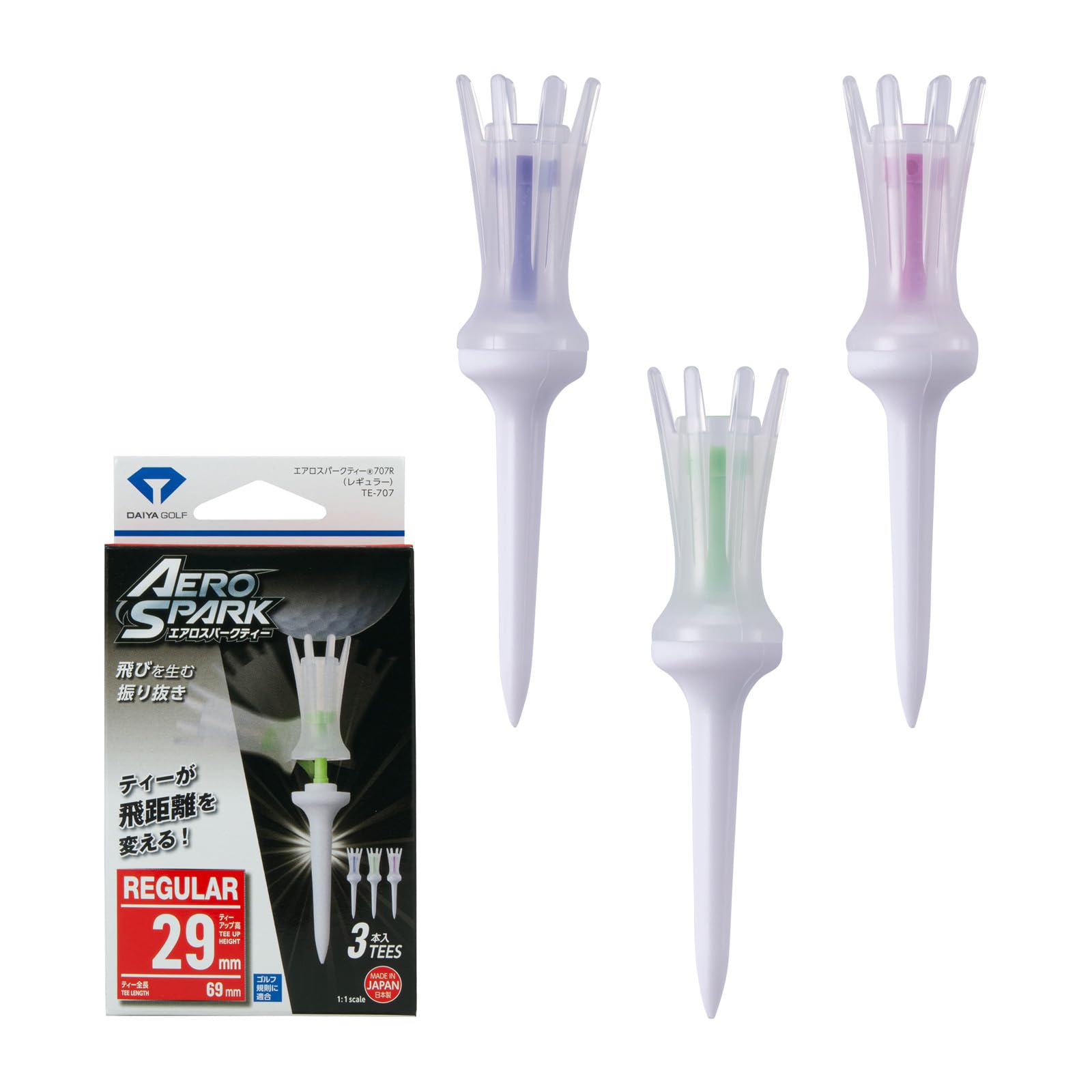 DAIYA GOLF Aero Spark Tee 707 Regular Clear TE-707