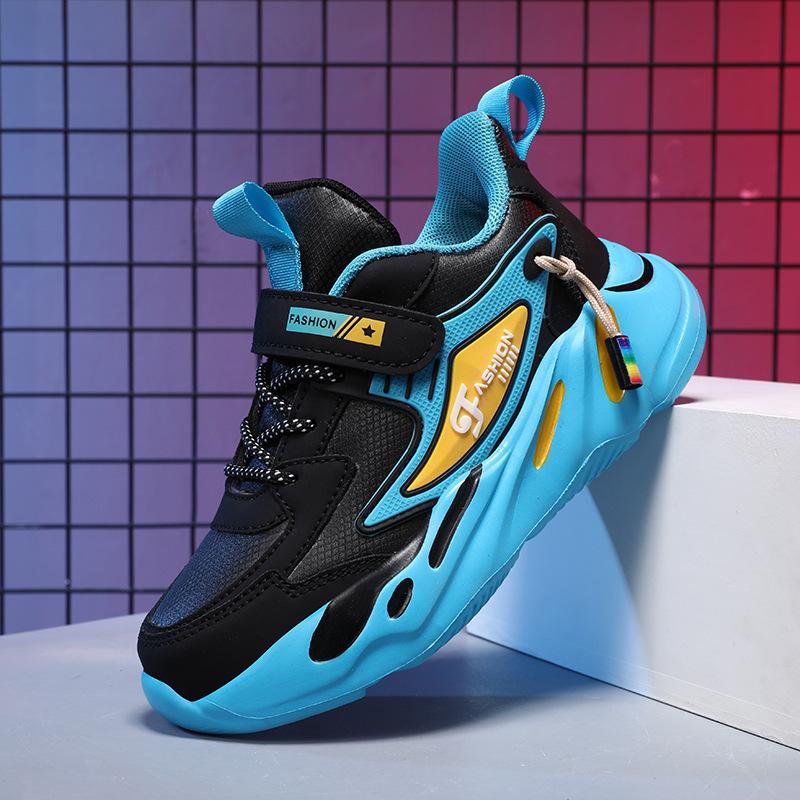 Classmate boy 2025 new autumn and winter waterproof leather surface medium and large children's sports shoes platform casual dad shoes