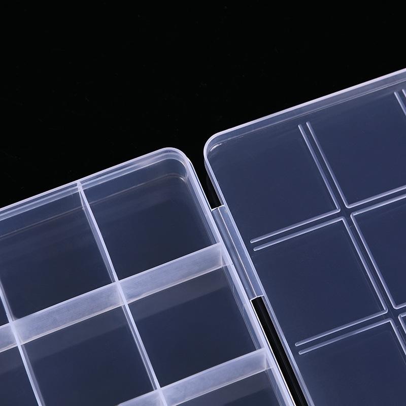15-Compartment Clear Plastic Storage Box with Double Buckle for Beads, Nail Art, Tools, Jewelry, and Fishing Gear.