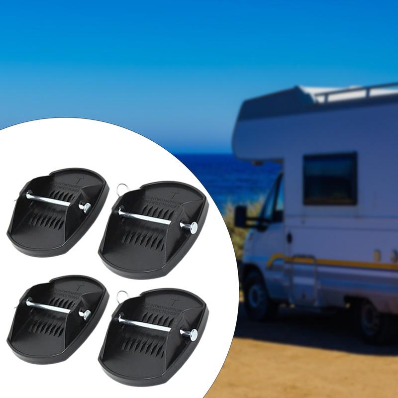 4Pcs Generic RV Trailer Jack Pads Leveller Wheel Foot Leg Support Replacement Wheel Foot Leg Support Adapter Jacking Lift Pad
