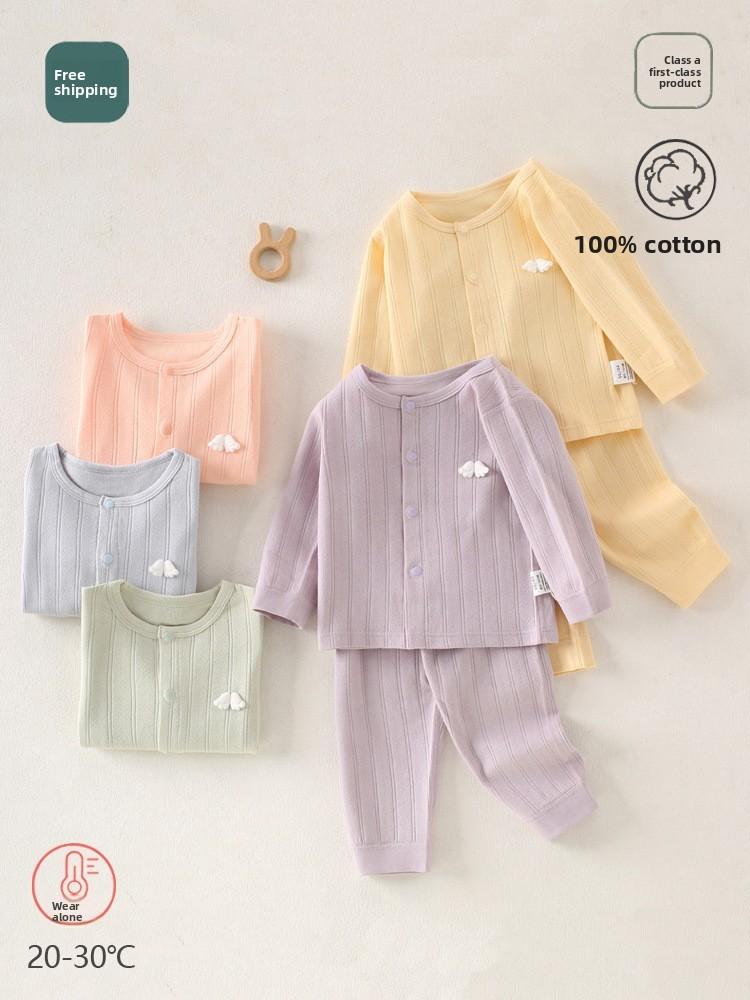 Baby Cotton Autumn Long Sleeve And Pants Set With Antibacterial Fabric For Toddler Warmth