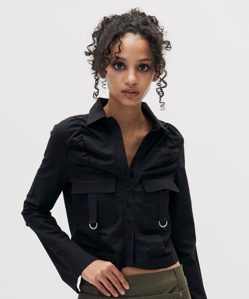 SETSETSET Shirring Cargo Shirt Black