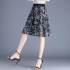 Chiffon Midi Skirt for Women Summer High Waist Slimming and Casual A-line Floral Skirt