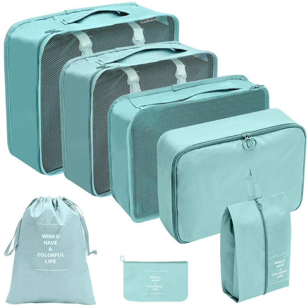 7/10 Stück Set Reise-Organizer Aufbewahrungstaschen Koffer Packwürfel Hüllen Tragbarer Kleiderschrank Gepäck Kleidung Schuhbeutel Faltbar