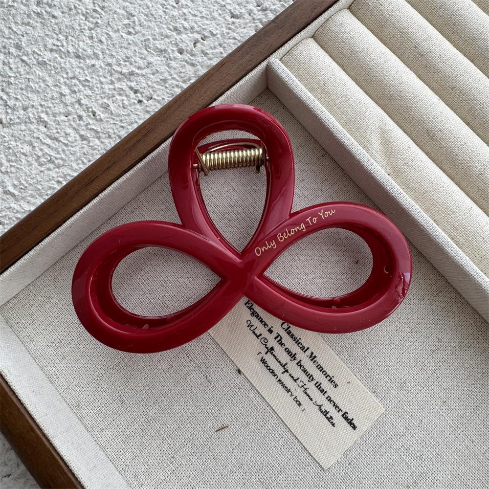 New Year Red Collection: Large Gold Logo Hair Claw—Back of Head Shark Clip Accessory