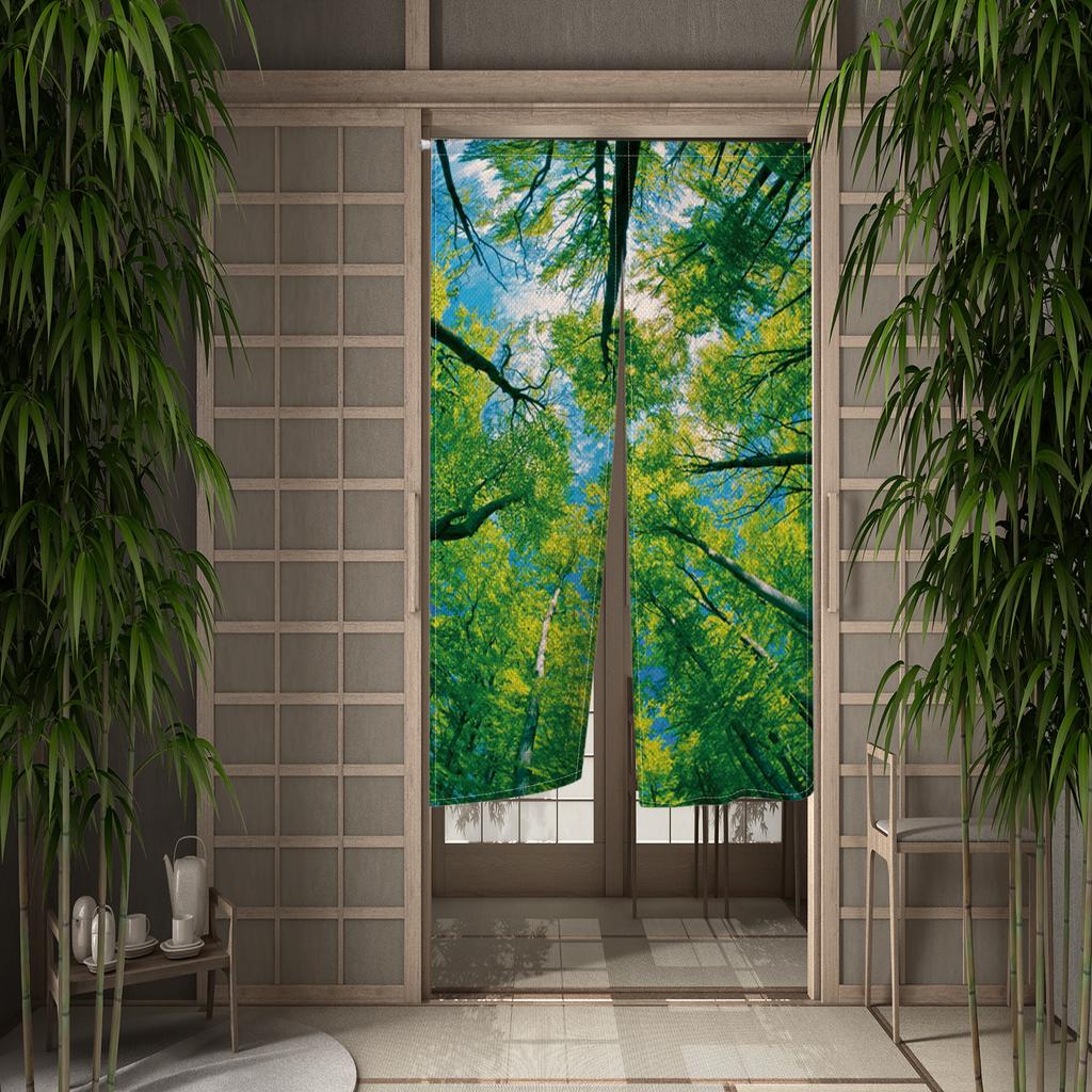 Secluded Forest landscape Door Curtain Linen Curtain Bedroom Living Room Home Decor Doorway for Kitchen Entrance Half Curtain