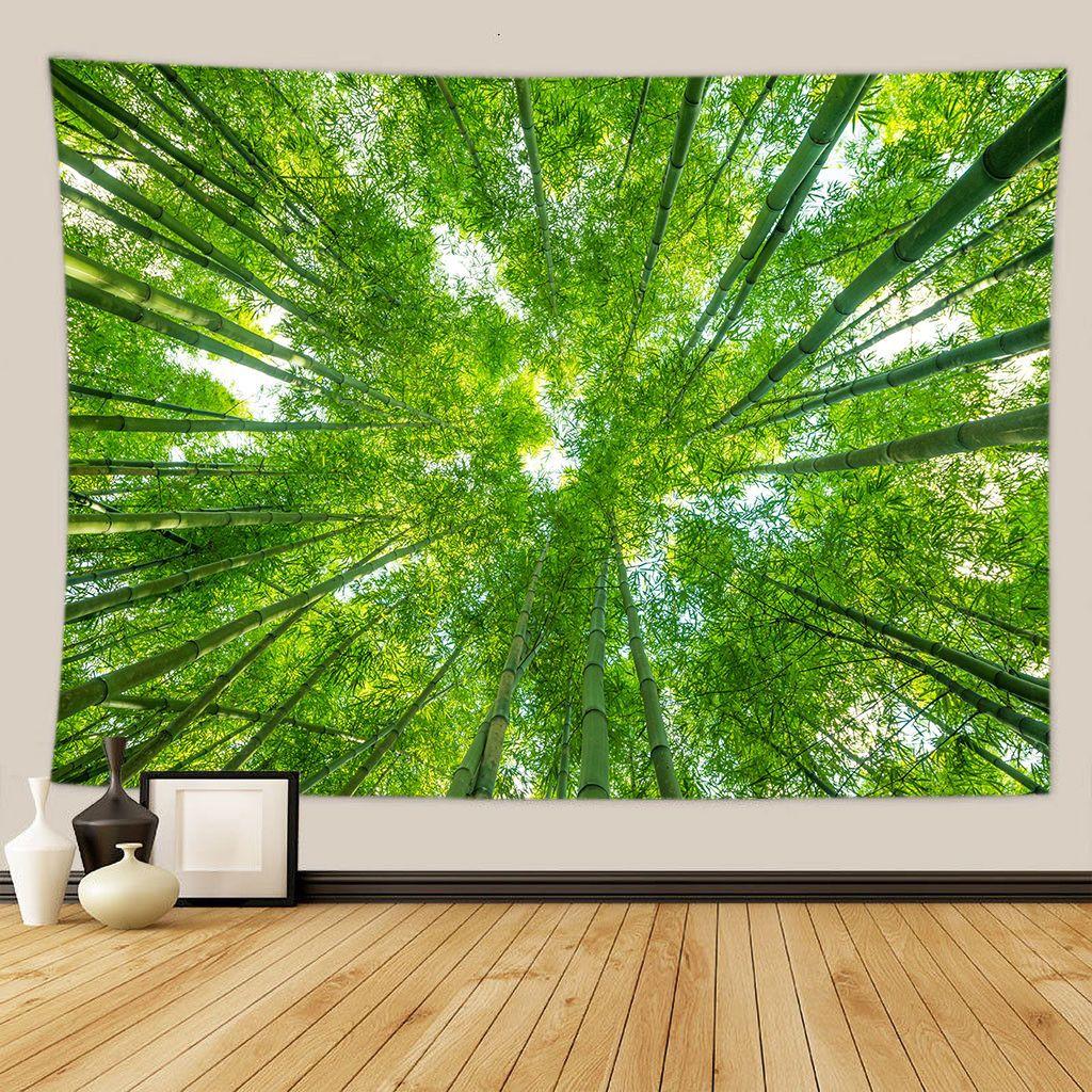 Green Forest Tree Wall Hanging Tapestries Mandala Natural Stream Flower Bedroom Wall Decor Camping Blanket  Dropshipping