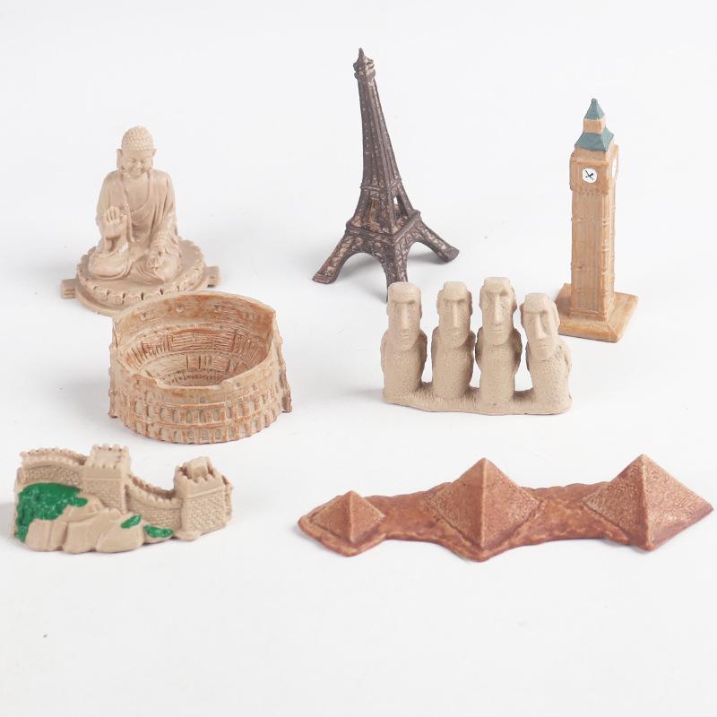World Architecture Model Set: Great Wall, Temple of Heaven, Big Buddha, Clock Tower, Colosseum, Eiffel Tower, Pyramid