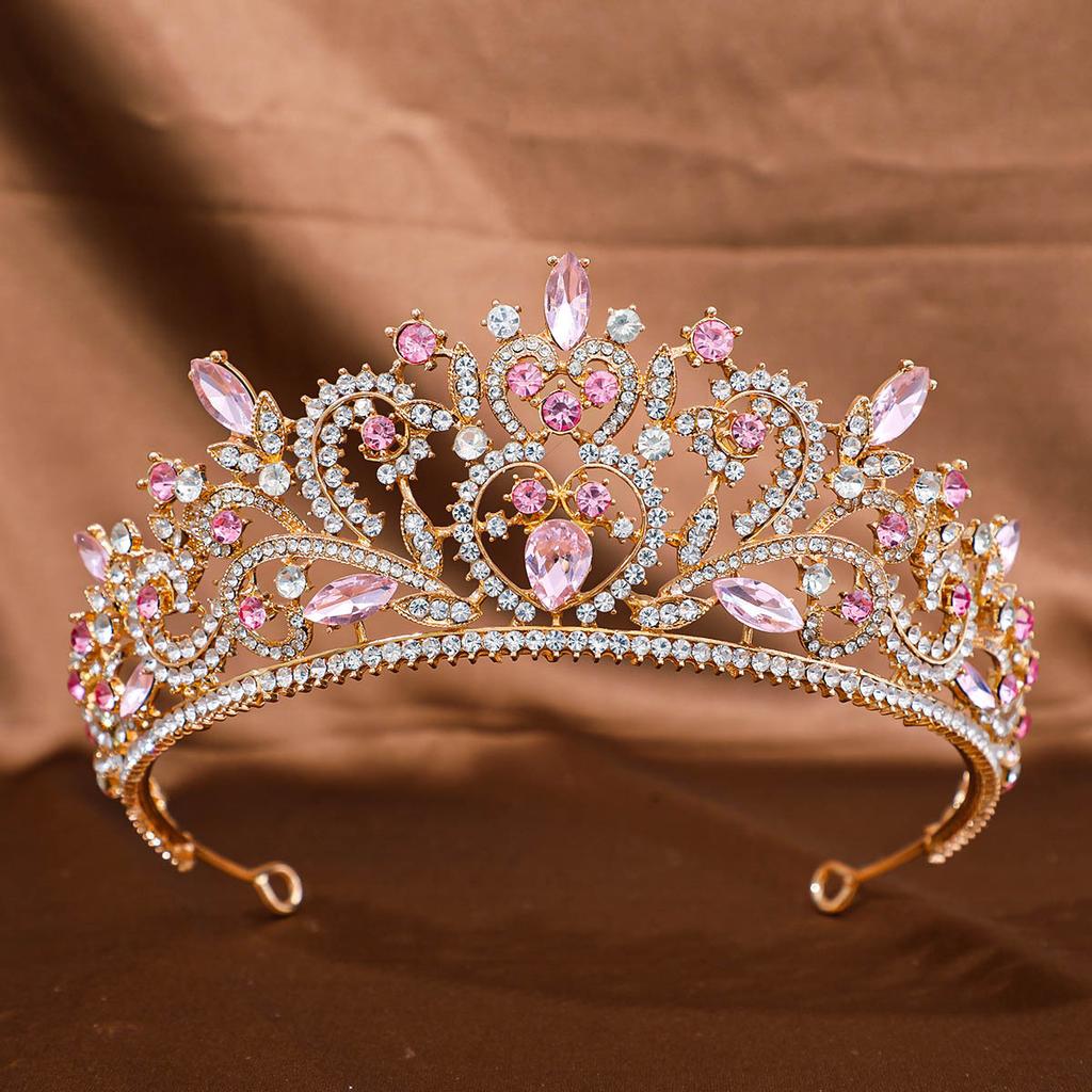 European and American Bridal Tiara Baroque Crown Rhinestone Princess Crown Hair Accessories Wedding Anniversary Style Dress Headband Accessories