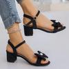 Ladies Shoes  Plus Size Modern Women's SandalsDress Sandals Women Bow Tie Buckle Strap Med Heel Open Toe Shoes Women