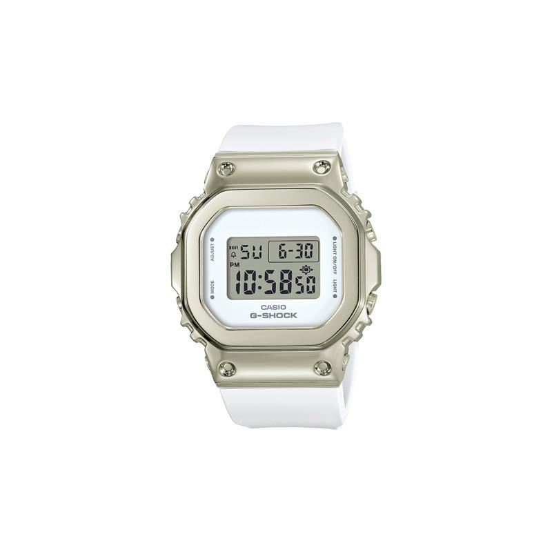 

Casio all-metal series - square dial digital display WOMEN metal elements white small square fashion simple shockproof waterproof GM-S5600G-7PR