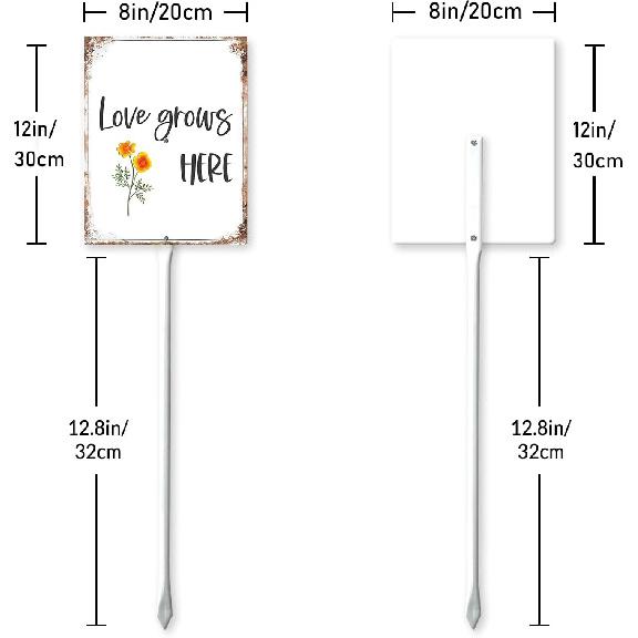 Garden Yard Sign With Stakes Love Grows Here Lawn Sign Spring Bloom Plant Plaque 8x12inch Decorations Outdoor Lawn Decor Farm Decorations 12.8  Tall