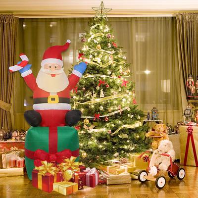6 Feet Christmas Inflatable Santa Claus Carry Gift Giant Lighted Inflatable Christmas Decoration