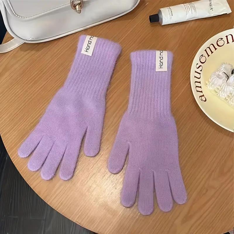 Women'S Thermal Split-Finger Gloves - Thick Winter Gloves With Elastic Wrist & Multi-Color Tips For Cycling, Hiking, Skiing