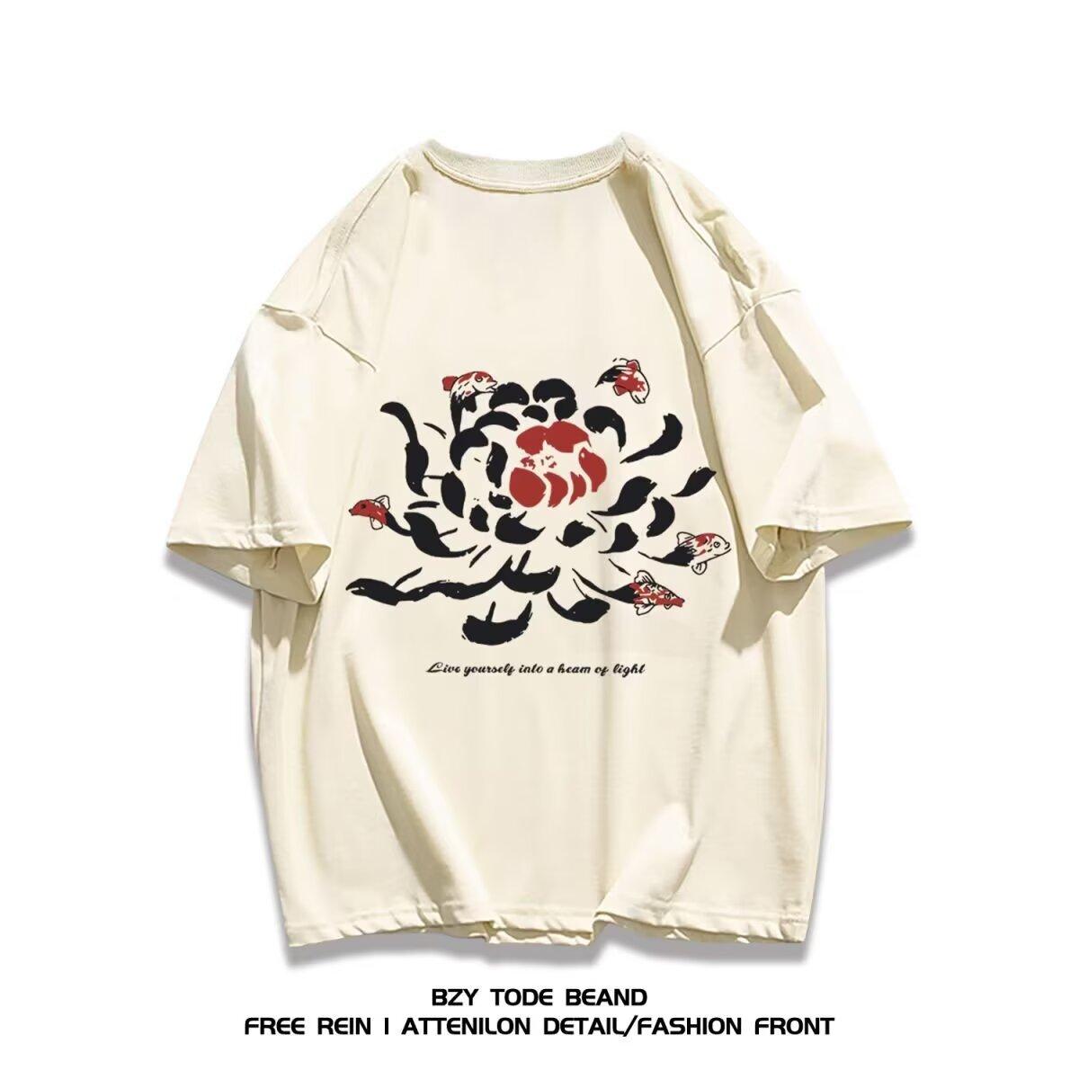 

Американские ретро буквы Повседневные универсальные топы Мужские и женские парные Свободный дизайн Нишевая футболка с коротким рукавом 5XL абрикосовый