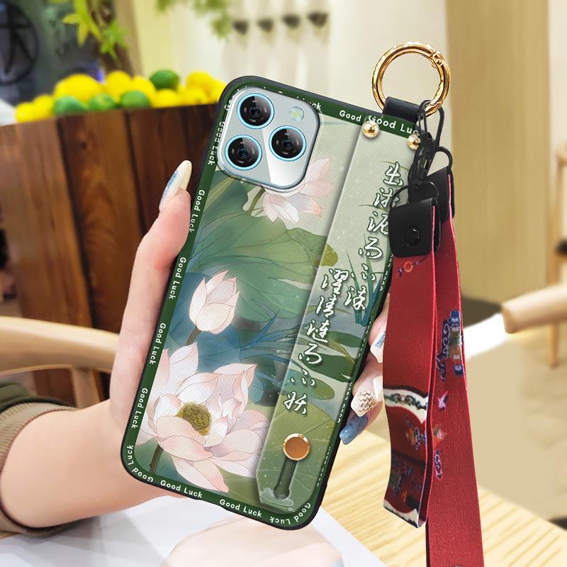 Lanyard Elderly Lady Phone Case For Blackview A95 Waterproof Phone Holder Ring Durable Wristband Kickstand Back Cover